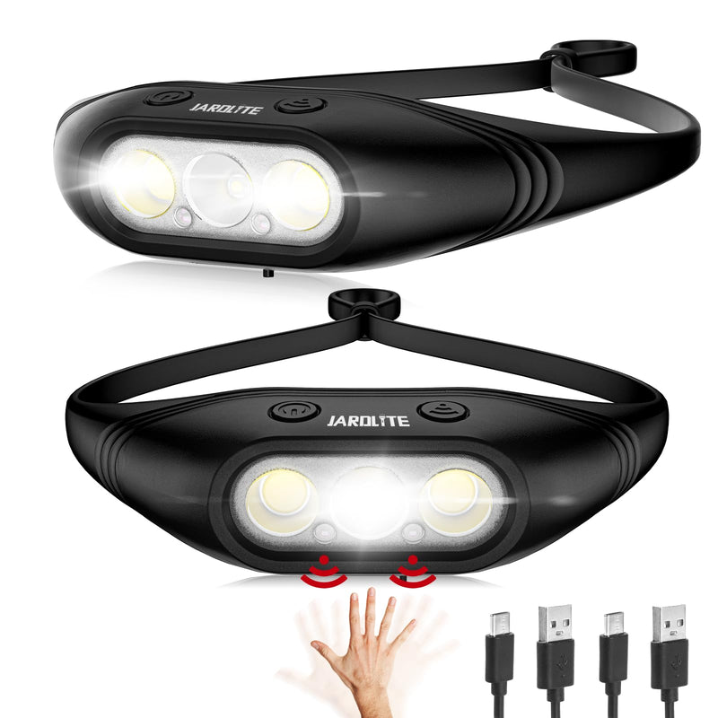 Rechargeable Super Bright Headlamp 2PCS Whole Silicone Head Lamp, Motion Sensor LED Headlamp with Memory Function, 10 Modes Headlamps for Adults, Running, Camping, Hiking, Working.
