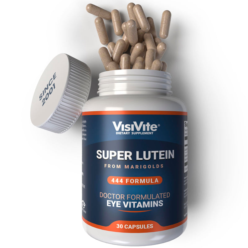 VisiVite Super Lutein 444 Eye Vitamins - Doctor Formulated, 30 Capsules | Lutein and Zeaxanthin Supplements for Adults with 44 mg Lutein and 4 mg Zeaxanthin, Vision Vitamins for Eyes, Made in USA