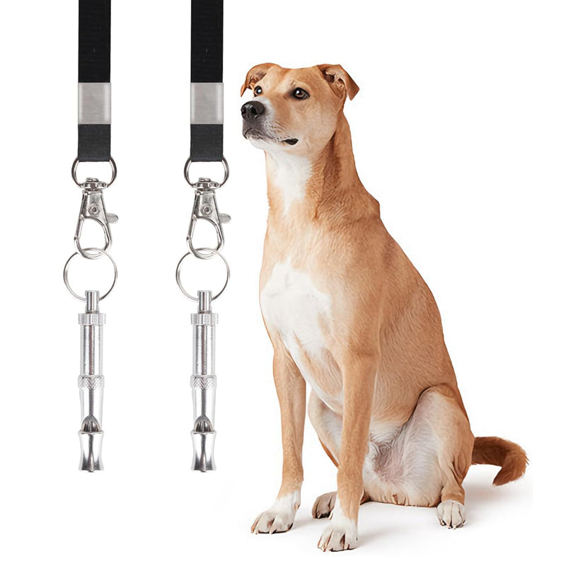 2pcs Adjustable Dog Whistle with Black Lanyard, Dog Whistle to Stop Neighbors Dogs from Barking,Silent Dog Whistle,Silent Training Stop Bark Control Tool for Pet Dogs,Obedience Training