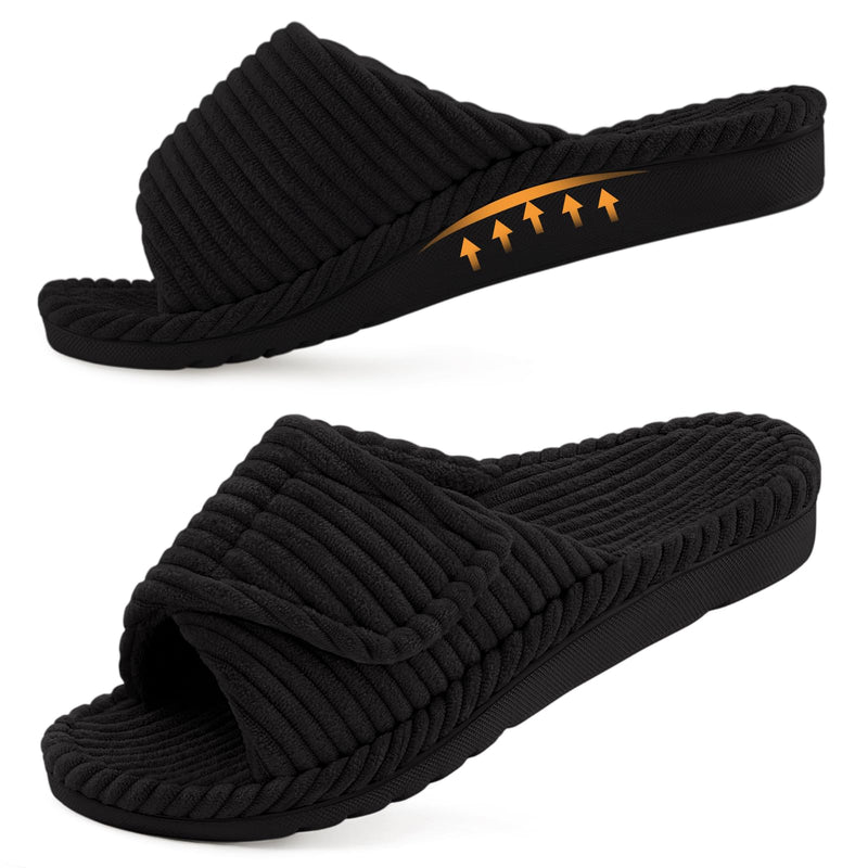 Litfun Orthopedic Slippers for Women Arch Support House Shoes 11 Women/9.5 Men Black