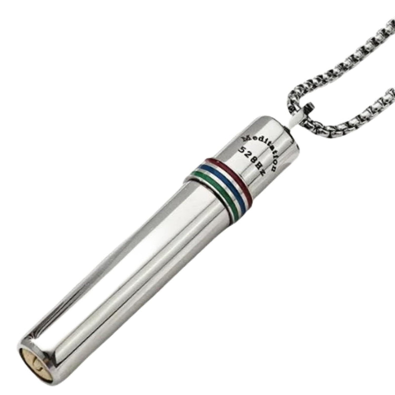 528 hz Breathing Necklace, Anxiety Necklace, 528 hz Whistle Breathing Necklace for Meditation Tuning Tools, Mindful Calming Stress Relief for Women, Men Silver color - BeesActive Australia