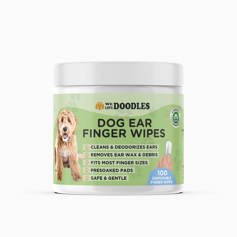 We Love Doodles Dog Ear Wipes - Pre Soaked Finger Ear Wipes for Dogs, Safe & Gentle Ear Cleaner for Dogs, Cleans & Deodorizes, Pet Wipes for Dogs, Dog Cleaning Wipes for Easy Grooming, 100 pcs - PawsPlanet Australia
