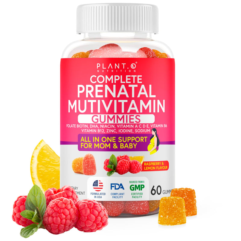 PLANT.O NUTRITION Prenatal Gummies for Women with DHA, Folate, Vitamin B C D | Delicious Multivitamin Blend for Fetal and Neural Support, Bones, Energy & Immunity During Pregnancy