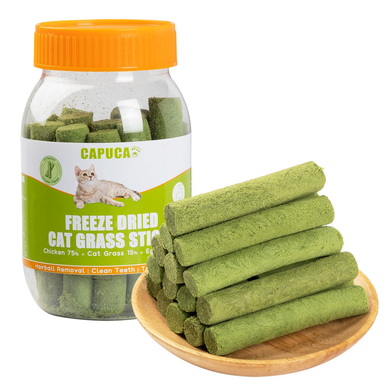 Freeze Dried Cat Grass Dental Sticks – Natural Teething Treats for Teeth Cleaning, Hairball Control & Digestion, Grain-Free Crunchy Snack (80g) Cat Grass Sticks (80g)