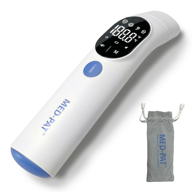 Med-Pat TH-1 Touchless Digital Thermometer - Infrared 1-Second Result - - Baby, Kids, Adults - Temperature Fever Alert, HD Color - Forehead & Ear Mode - Auto-Light & Silent Mode