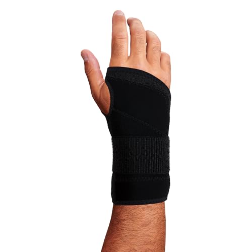 Ergodyne ProFlex 4005 Wrist Brace, Splint Open Stay for Structured Wrist Support, Adjustable Single Strap Black Small