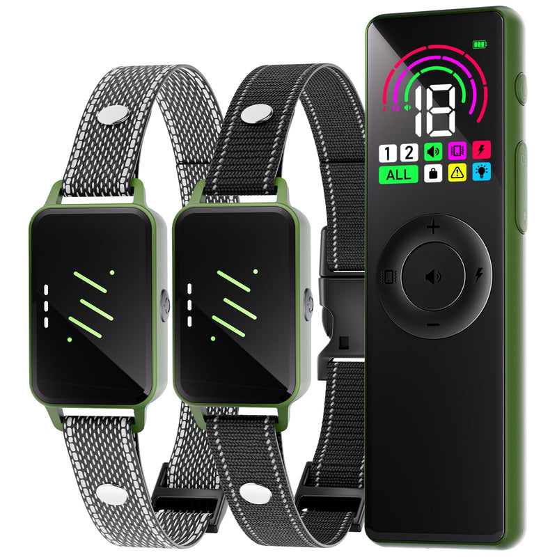 Dog Shock Collar 2 Dogs, 4500FT Dog Training Collar Rechargeable Waterproof IP67 Electronic Collar, Adjustable Collar for Dog 8-120 Lbs, 3 Training Modes Beep Dog Shock Collar with Remote Control 2 Pack Green - BeesActive Australia