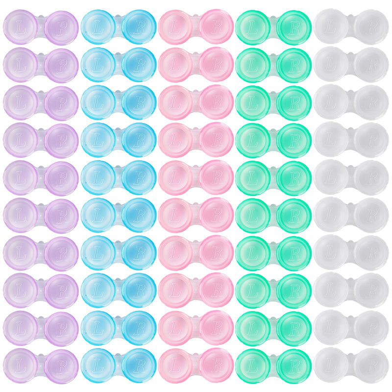 50 Pack Contact Lens Cases, Transparent Contact Cases Bulk in 5 colors, Cute Contact Lenses Case Leak-proof, Eye Contact Case for Home and Travel - BeesActive Australia