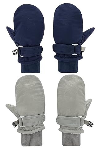 Toddler Gloves Baby Mittens Winter Warm Lined Fleece Gloves Waterproof Snow Baby Girls Mitten for Boys 2-4T Pure Grey and Navy
