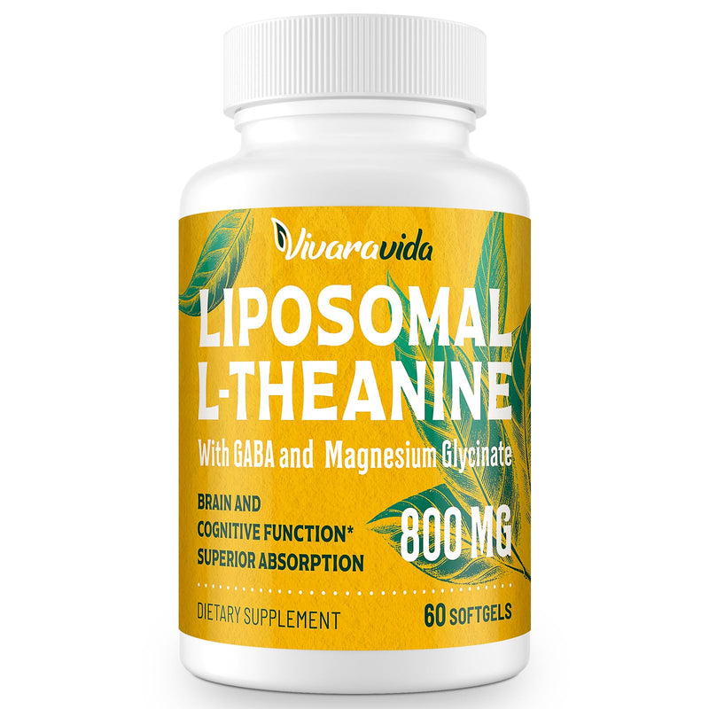 Vivaravida L-Theanine 800mg Supplement with GABA and Magnesium Glycinate - Natural Compound, Sleep and Relaxation (60 Softgels) 60 Count (Pack of 1)