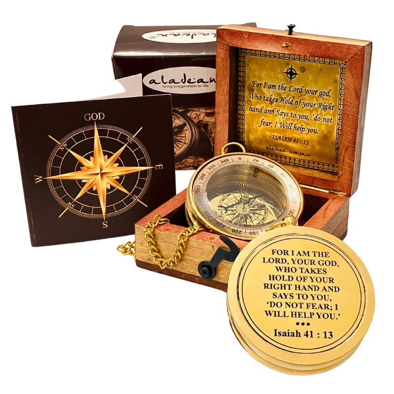 Divine Path Finder Compass - Isaiah 41:13 Quote Engraved Inspirational Gift of Heavenly Guidance Uplifting Appreciation Gifts - BeesActive Australia