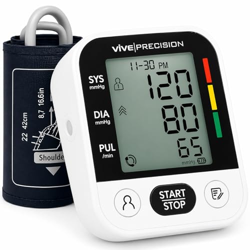 Vive Blood Pressure Monitor for Home Use – Digital Automatic Upper Arm BP White