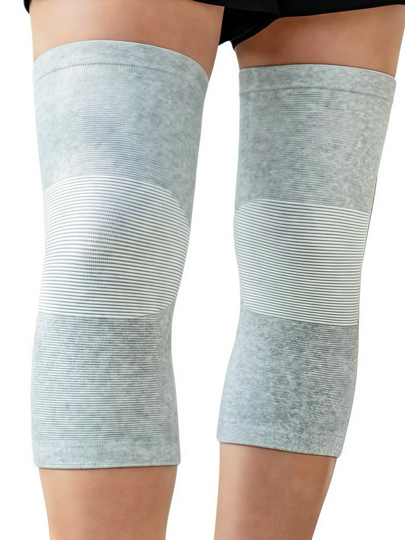 Bamboo Knee Sleeves, 2-Pack Knee Compression Sleeve Women Men Elastic Warm Slip-on Recovery Knee Brace for Arthritis Knee Pain Grey Large - BeesActive Australia