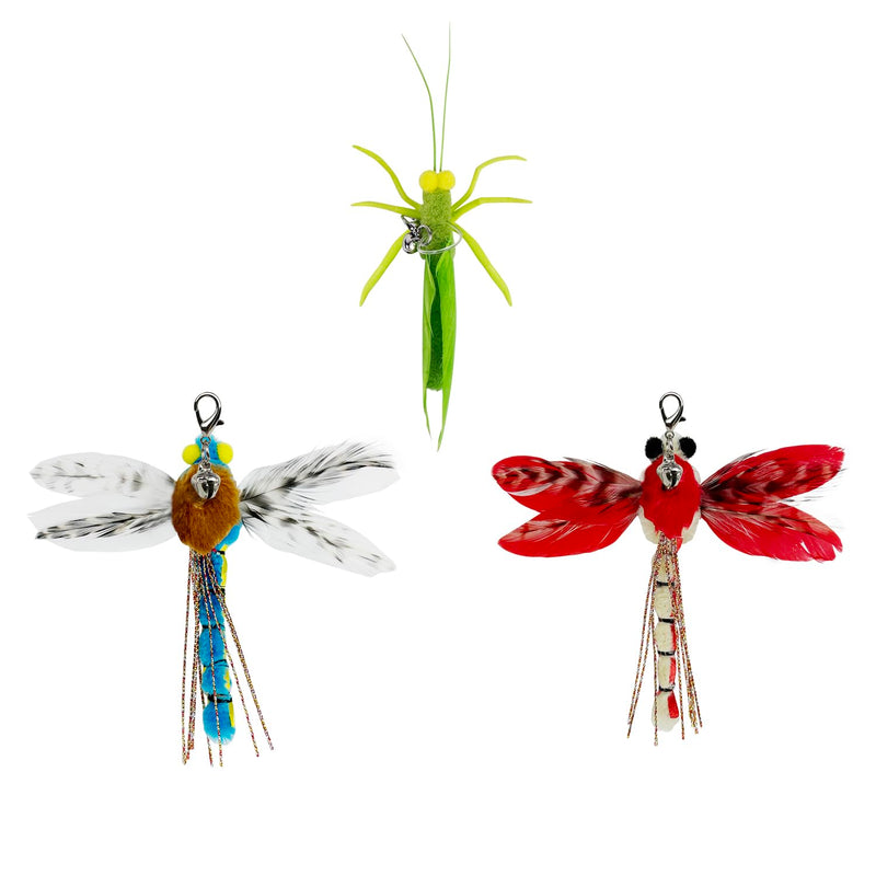 Cat Feather Toys, 3 Pcs Simulation Insects Dragonfly Grasshopper Refills, Cat Toys Replacement Feathers for Cat Kitten Wand 3 Pcs Refills(Simulation Insects) - BeesActive Australia