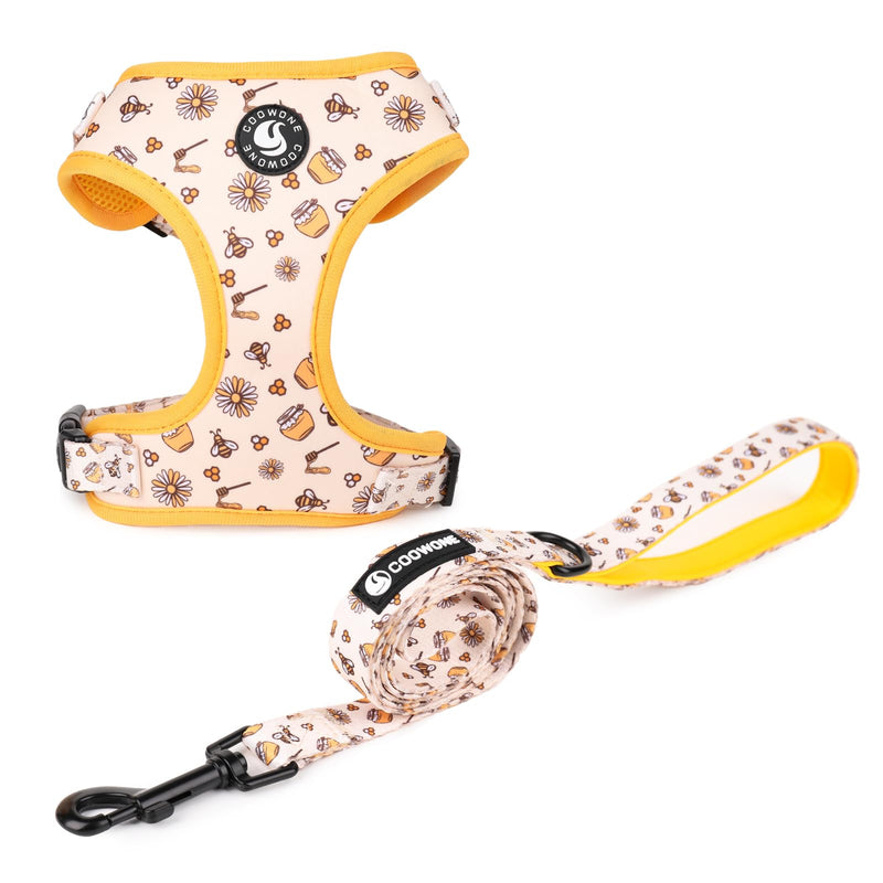 Dog Cat Harness and Leash Set, Puppia Soft Mesh Padded and Adjustable Puppy Vest Cute Dog Clothes Escape Proof Easy Walk Dog Accessories (Honeybee, M (Neck 13.4"-16.5"; Chest 17.7"-23")) Honeybee M (Neck 13.4"-16.5"; Chest 17.7"-23") - BeesActive Australia