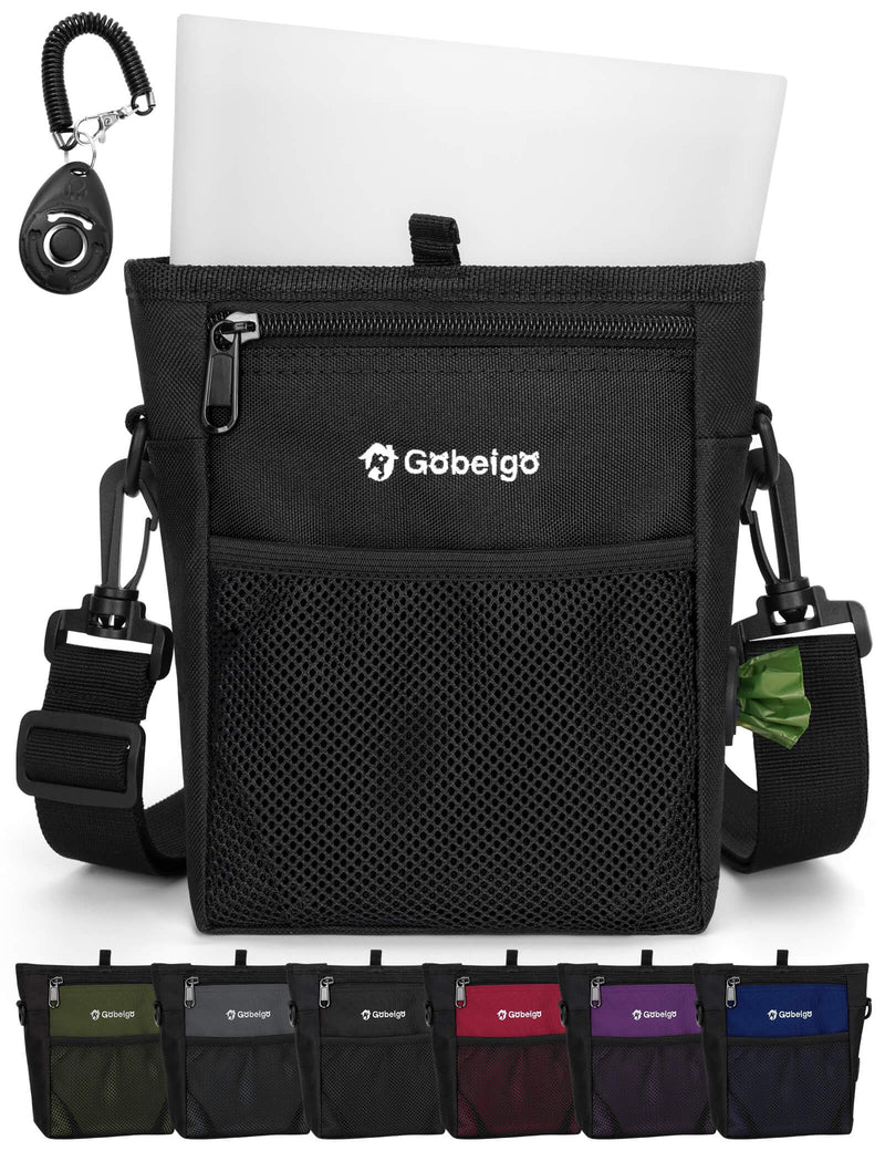 Gobeigo Dog Treat Pouch with Silicone Snack Bag, Front Pocket fits All Phones, 4 Cup Treat Bag with Training Clicker, Upgrade Stronger Magnetic Closure, 3 Ways to Wear Walking Fanny Pack (Black) Black - BeesActive Australia