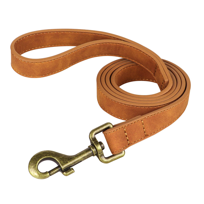 Didog Leather Dog Leash, Colorful Heavy Duty Dog Leash 4ft, Strong and Durable Leather Leash, Walking and Training Dog Leashes for Small Medium Dogs,Light Brown Light Brown - BeesActive Australia