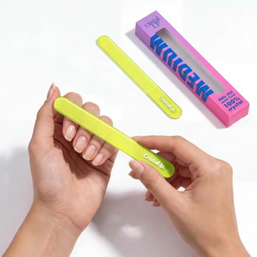 Cristal UP Glass Nail File for Home, Professional Manicure & Pedicure Care Apple Citrus/Green