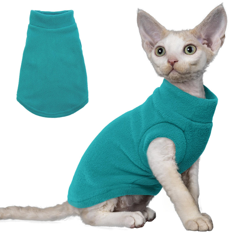PUMYPOREITY Fleece Cat Vest, Thick Cat Shirt for Winter, Cold Weather Cat Clothes, Soft Kitten Sweater, Cat Sweaters for Cats Only, Blue, M Medium - BeesActive Australia