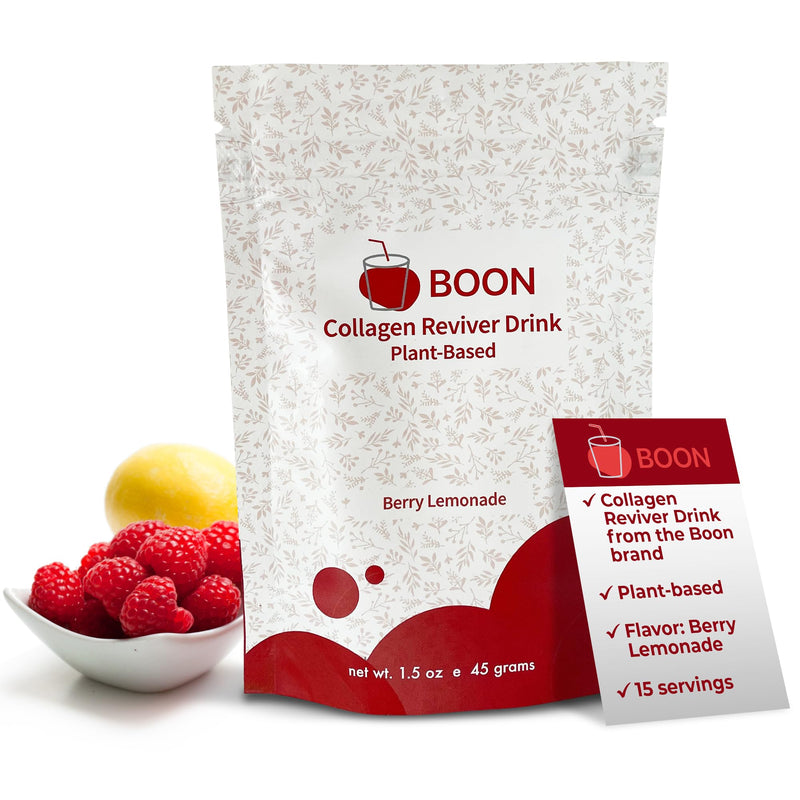 Boon Collagen Reviver Drink – Plant-Based Collagen Booster for Beautiful & Radiant Skin – Organic, Vegan Collagen Powder – Berry Lemonade Flavor, 15 Servings