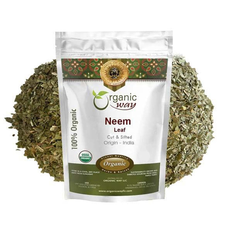 Organic Way Neem Leaf Cut and sifted | Herbal Tea | Premium Neem Leaf | USDA Certified | Non GMO & Gluten Free | Origin - India (4 oz - 1/4 lbs) 4 Ounce (Pack of 1) - BeesActive Australia