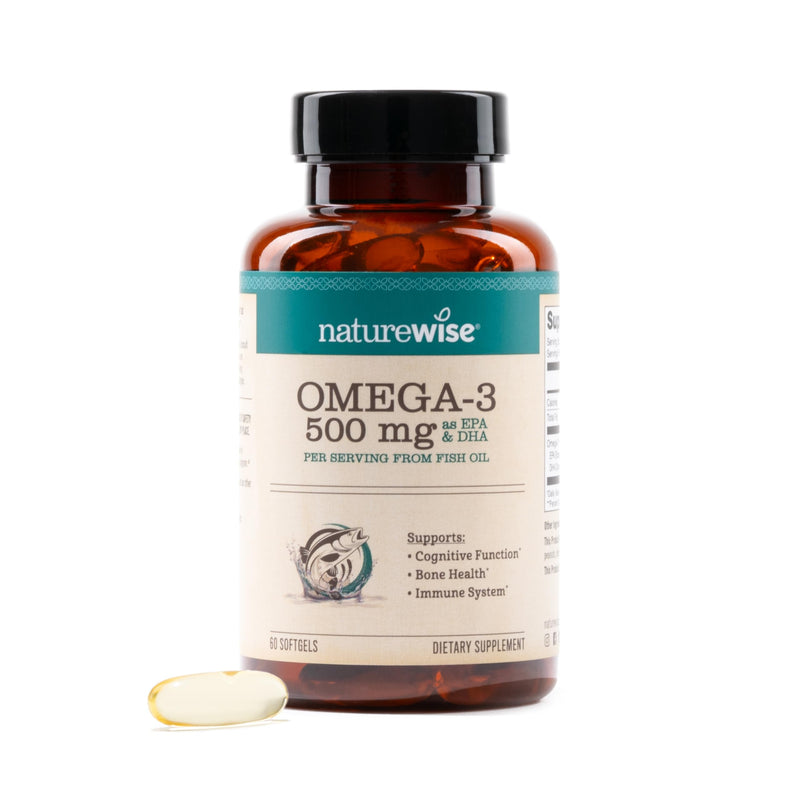 NatureWise Omega 3 Fish Oil - 500 mg per Pill - EPA & DHA - Immune Support, Brain & Optimal Wellness - Gluten and Soy Free, Non-GMO - 60 Softgels[2-Month Supply] 60 Count (Pack of 1) - BeesActive Australia