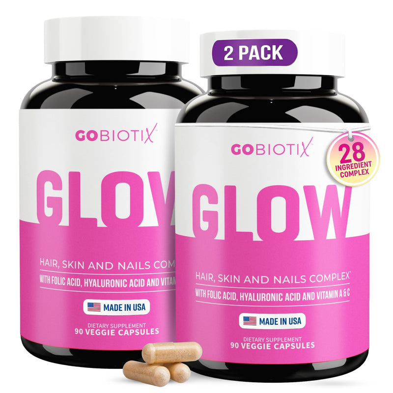 GOBIOTIX Hair, Skin & Nails Vitamins for Women — 10,000mcg Biotin, Hyaluronic Acid & MSM — 28 Vitamins with Folate & Iron — Supports Hair & Nail Growth — 2-Pack, 180 Capsules 90 Count (Pack of 2)