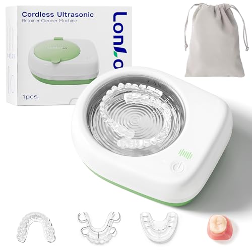 50kHz Cordless Ultrasonic Retainer Cleaner Machine Rechargeable Portable Wireless Retainer Cleaner USB Fast Charge 2000mAh Battery Charge Once Use 8 Times Small Travel Size 80ml