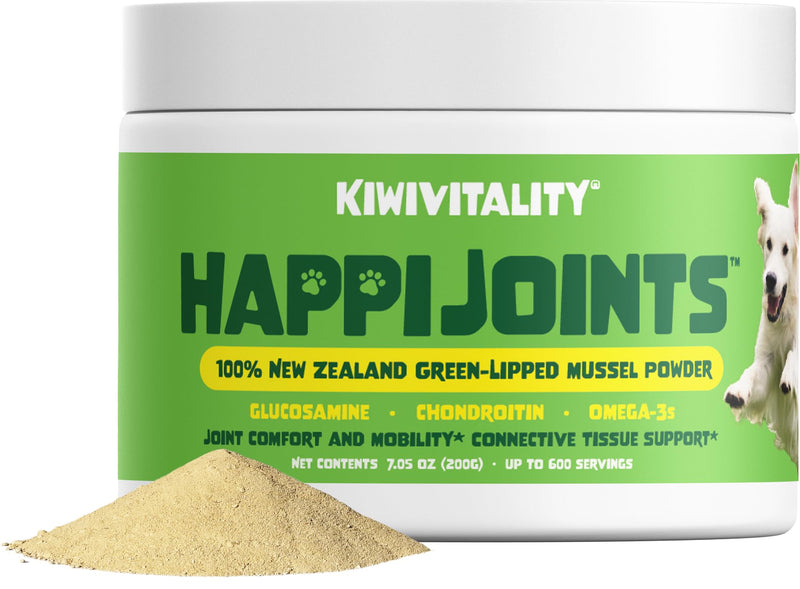 Green Lipped Mussel Powder for Dogs & Cats - Premium Hip & Joint Support for Joints, Tendons, Ligaments (200 Grams, Up to 600 Servings) - PawsPlanet Australia