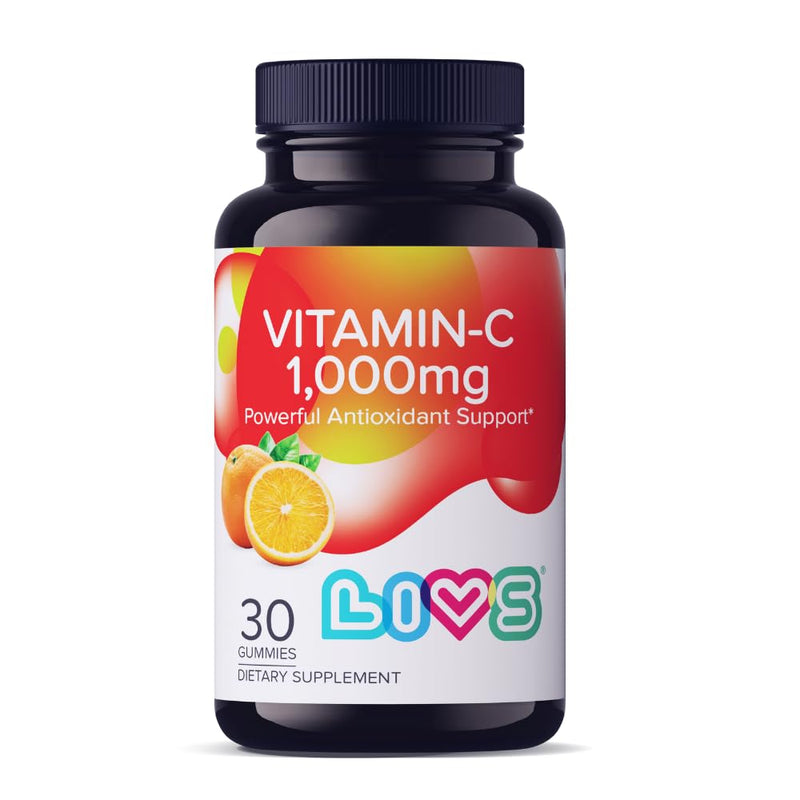 Vitamin C 1000mg Gummies for Kids & Adults |Antioxidant & Immune Support Supplement | Vegan Multivitamin for Hair, Skin & Nails | Non-GMO, Gluten-Free, Gelatin-Free Chewable 1000mg Per Serving 30 Ct 1000MG Vitamin C 30 Count (Pack of 1)