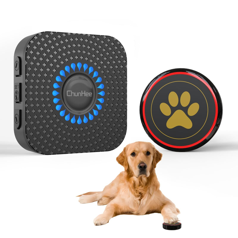 ChunHee Dog Bells to Go Outside,Dog Door Bell for Dogs to Ring to Go Outside,Bells for Dog Training to Go Outside,Dog Bell with Adjustable Volume,1 receivers & 1 Dog Buttons [Black, New 2024] 1 Black Receiver+1 Black Button - BeesActive Australia