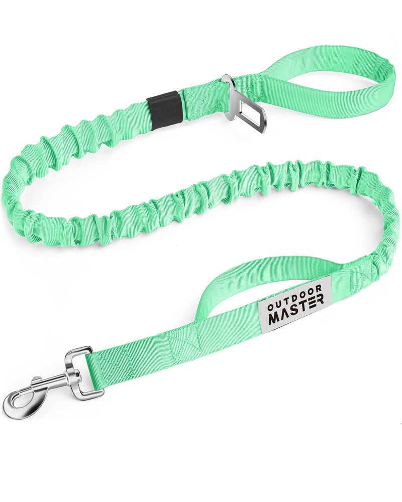 OutdoorMaster Bungee Dog Leash, Heavy Duty Dog Leash with Shock Absorption, 2 Padded Handles Training Leash, Improved Dog Safety and Comfort - Green Upgraded, 4 FT Mint Green Max: 4'9"(Upgraded)