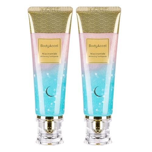 BodyAccel Niacinamide Whitening Toothpaste – Natural Whitening Toothpaste with Niacinamide, Gentle Formula for Brighter Teeth & Fresh Breath, 2-Pack (2)