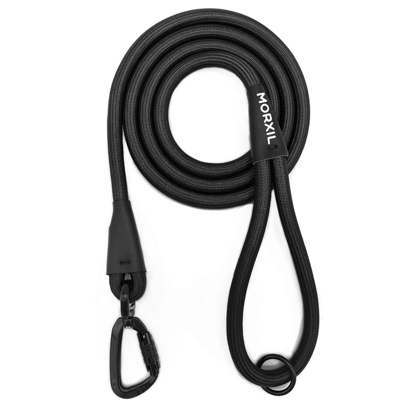 Rope Dog Leash, 4 ft Heavy Duty Dog Leash with Aviation Aluminum Auto Locking Carabiner, Strong Nylon Dog Lead for Small, Medium, Large Dogs (Black, 4FT) Black - BeesActive Australia