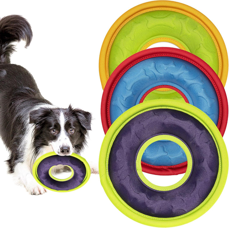 3 Pcs Dog Flying Discs, Interactive Dog Flyer Toys, Feedable Lightweight Dog Catch and Fetch Toys for Small Medium Large Dogs, Floats in Water & Safe on Teeth, 9.05 Inch - BeesActive Australia