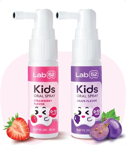 LAB52 Kids Oral Spray, Toothpaste Helper, Xylitol (Strawberry & Grape) Strawberry+Grape