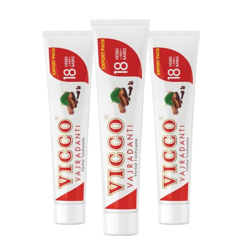 Vicco Vajradanti Ayurvedic Herbal Toothpaste for Oral Care & Gum Health - 70 Year Legacy of Ayurveda, with 18 Ayurvedic Herbs & Barks, Fluoride-Free - 7 oz (3 Pack)
