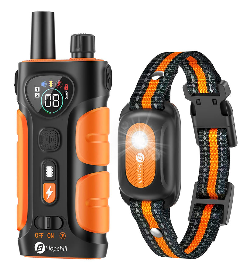 Dog Shock Collar,3300FT Dog Training Collar with Remote,IPX8 Waterproof E-Collar with Beep,Vibration,Shock,Light,Shock Lock Mode,Electric Shock Collar for Small Medium Large Dogs,Orange Orange - BeesActive Australia