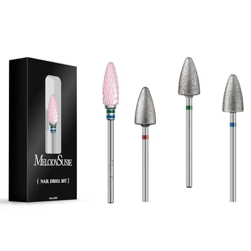 MelodySusie Ceramic Nail Drill Bit with 3Pcs 8mm Diamond Pedicure Cone Drill Bits Set