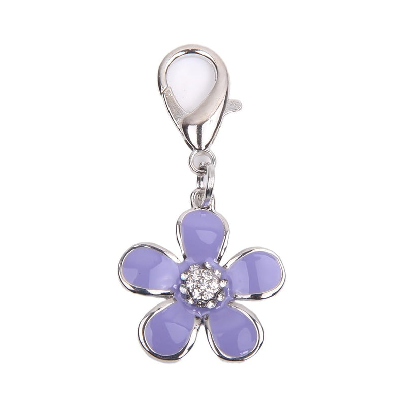 Bling Rhinestones Flower Charm Pendant Jewelry for Pet Dog Cat Puppy Necklace Collar Accessory Purple - BeesActive Australia