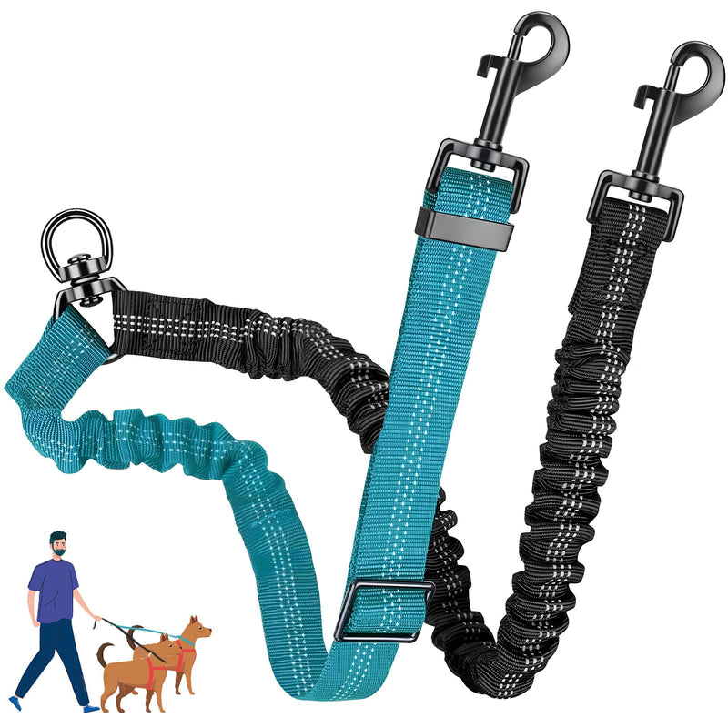 Double Dog Leash for Two Dogs - 2-in-1 Upgraded Double Leash for Two Dogs with Adjustable Strap & Shock Absorbing Bungee, No Tangle Dual Training Splitter - BeesActive Australia