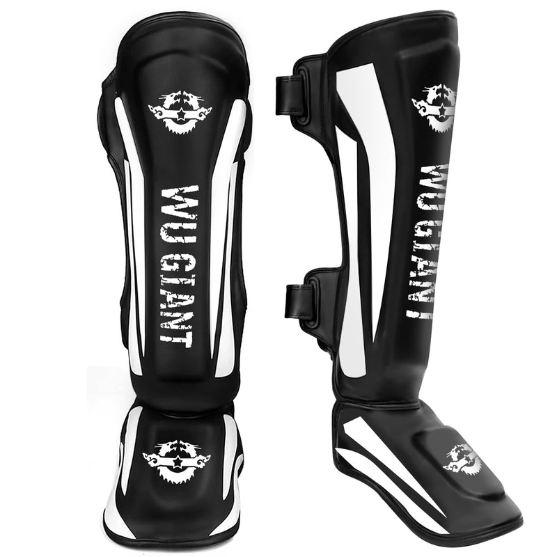 Kickboxing Shin Guards Muay Thai Shin Pads for Men, Women, Adjustable Leg Guards with Instep Protection Shinguards Martial Arts Training Equipment for MMA Training and Sparring Medium WU GIANT