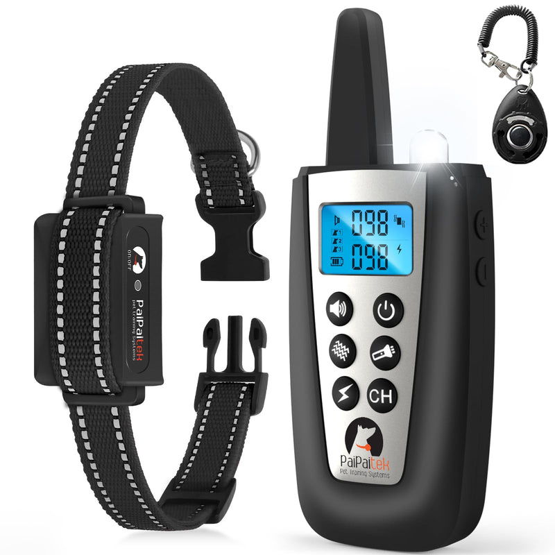 PaiPaitek 2 in 1 Dog Bark Collar and Training Collar - Smart Bark and Shock Collar Combo, Automatic Bark Collar for Large Dog with Remote 3300ft Range & Waterproof PD526-1-TIO-Black - BeesActive Australia