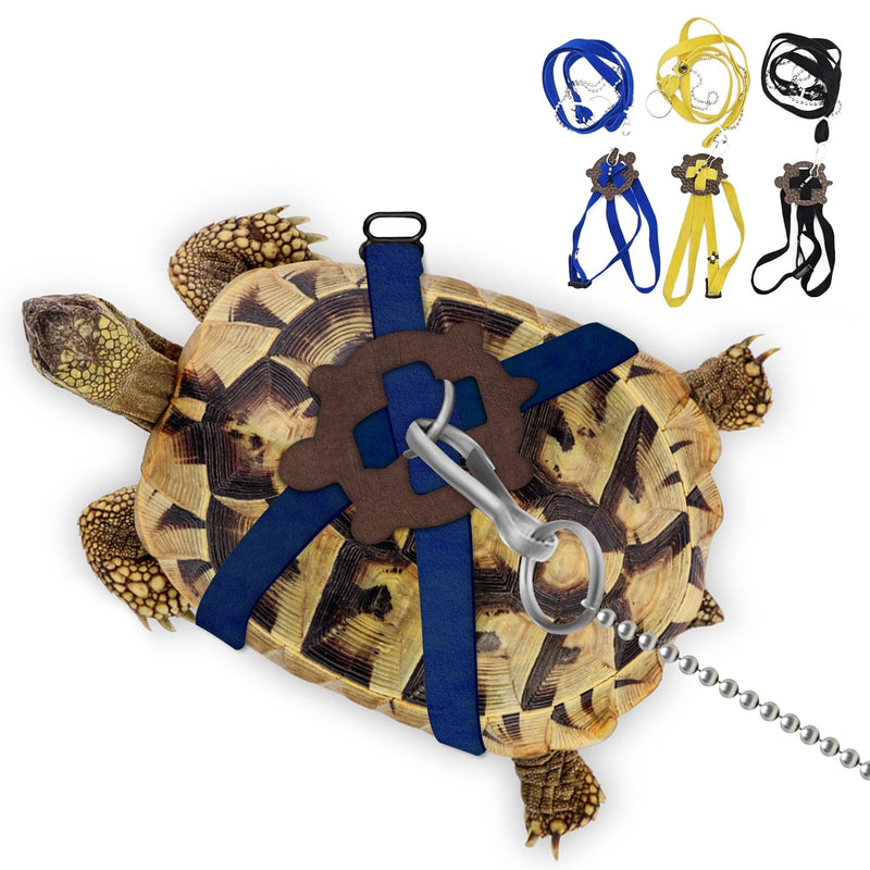 Pet Tortoise Turtle Leather Harness Small Pet Turtle Leash and Harness Pet Tortoise Leash Suitable for Tortoise Supplies Adjustable Control Leash (S,Blue) Blue S - BeesActive Australia