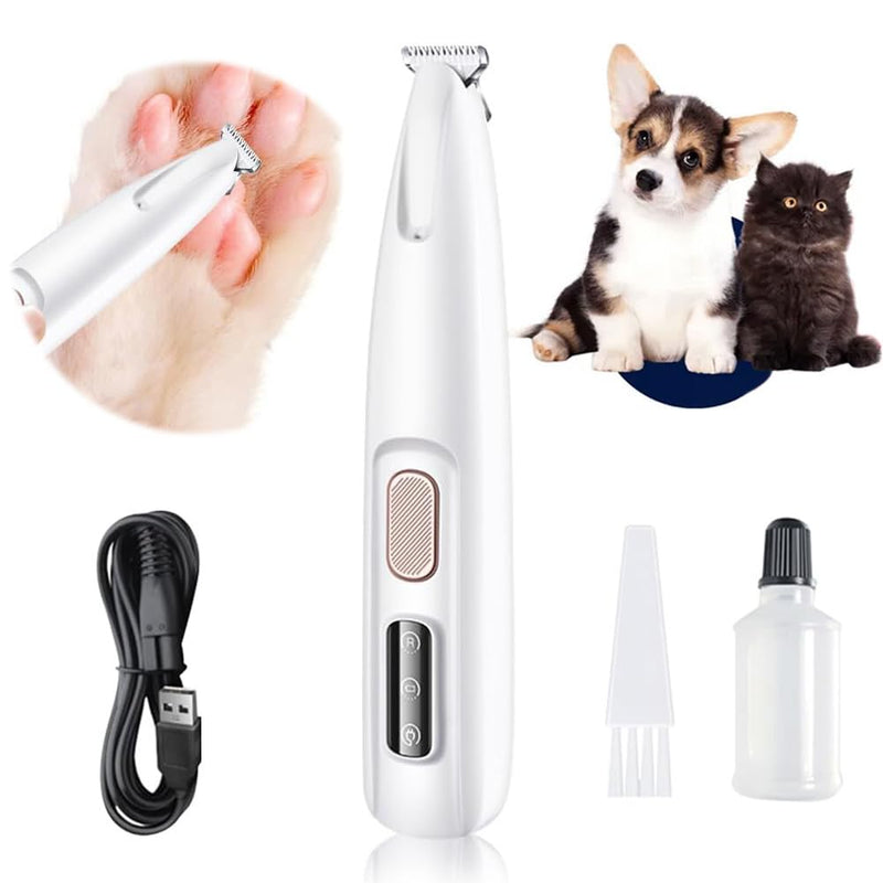 Saffory Paw Trimmer,Dog Paw Trimmer,Electric Pet Paw Trimmer with LED Light,Waterproof Pet Micro Precision Trimmer,Rechargeable Pet Paw Trimmer Low Noise Pet Hair Shaver for Dogs Cats(Upgrade) Upgrade