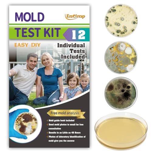 Mold Test Kit for Home Within 12 Individual Tests,DIY Detector at Home, Surface Mold,HVAC,Indoor Air Quality Testing Kits,Black Mold Testing,Includes Detailed Mold Identification Guide and Free Lab Mold Test-12