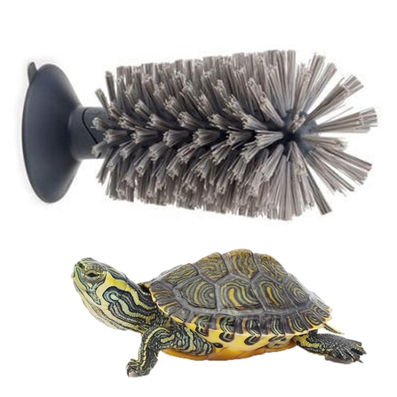 Turtle Brush with Suction Cup for Tank Scratches Back Brush Shell Cleaning Brush Scrub Red Eared Slider Turtle Exfoliate Brush for Remove Turtle Shell Scutes (Grey) Gray - BeesActive Australia