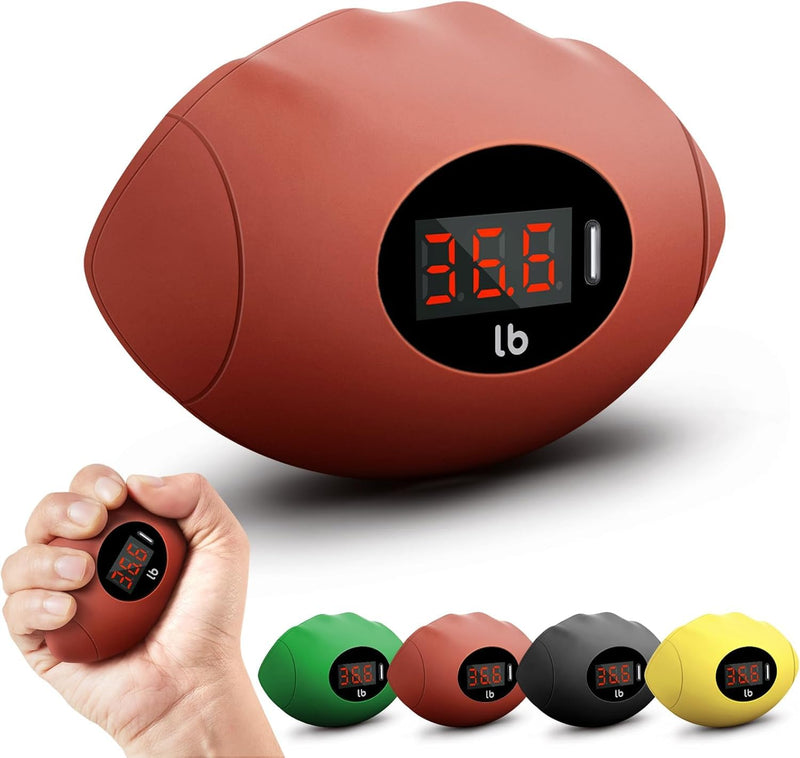 Hand Grip Strengthener, Rechargeable Digital Grip Strength Trainer up 220.4 Lbs(100kg) Hand Grip Exerciser Equipment for Strength Training-Forearm-Gripper-Finger, Stress Balls for Adults/Kids Brown