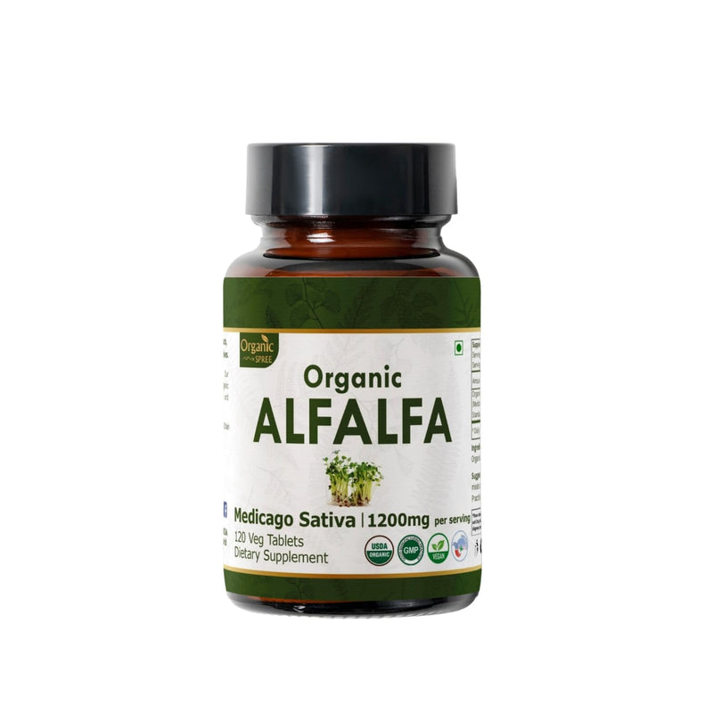 Alfalfa 120 Tablets | Medicago Sativa (Alfalfa) | USDA Organic Certified | Superfood Supplement with Vitamins and Minerals | Dietary Supplement 120tab 120 Count (Pack of 1)