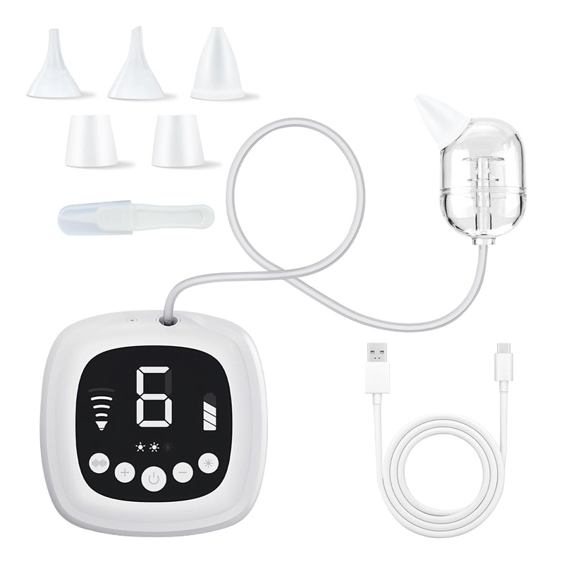 TopQuaFocus Electric Baby Nasal Aspirator, Nose Sucker for Toddler, 9 Levels Suction Power for Children's Nasal Cleans, Soothing Night Light and Nursery Rhyme, 5 Silicone Tips - BeesActive Australia